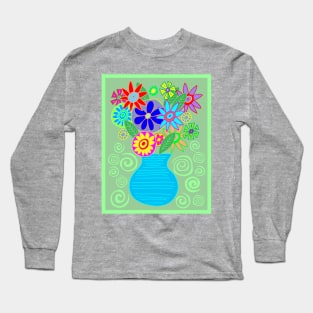 Flowers on Green Long Sleeve T-Shirt